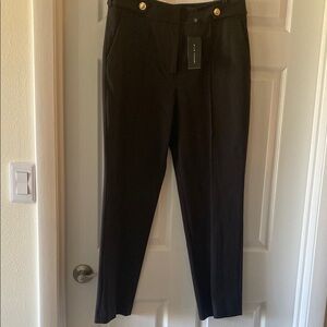 Black Trousers with Gold Button Accents